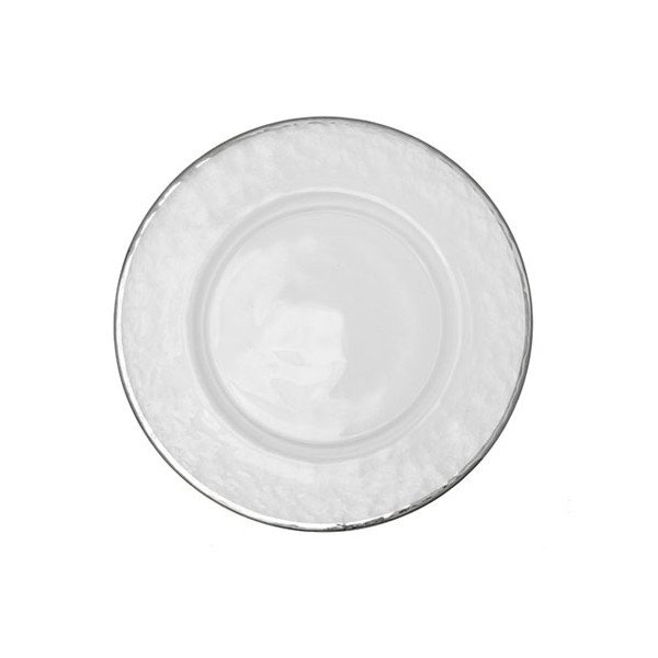 Silver Glass Solid Trim Charger Plate