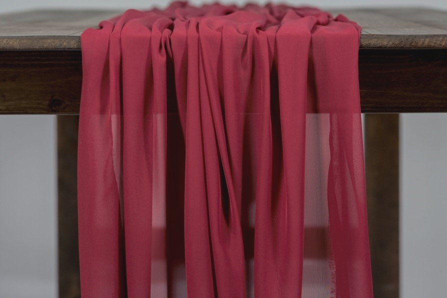 Burgundy Chiffon Table Runner