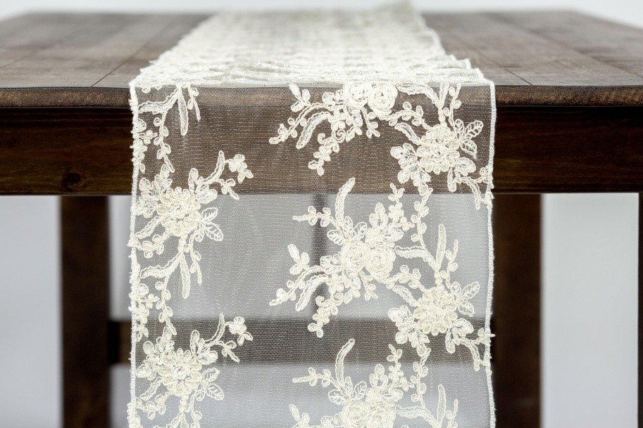 Ivory Vintage Lace Table Runner