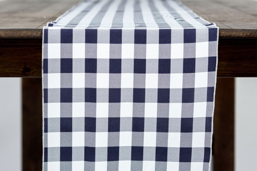 Navy Gingham Table Runner