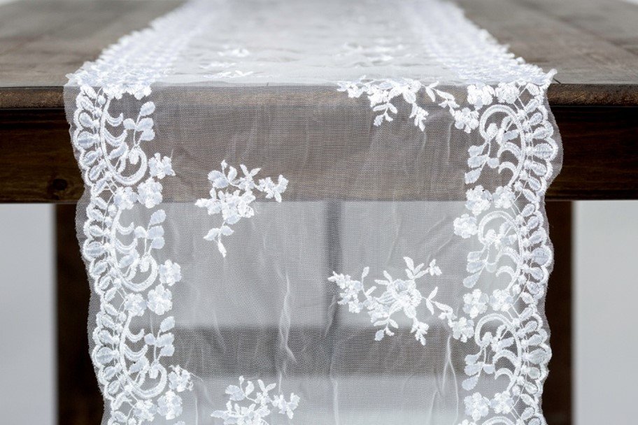 White Delicate Lace Table Runner