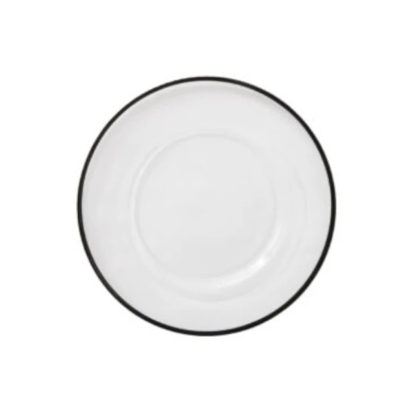 Black Glass Solid Trim Charger Plate