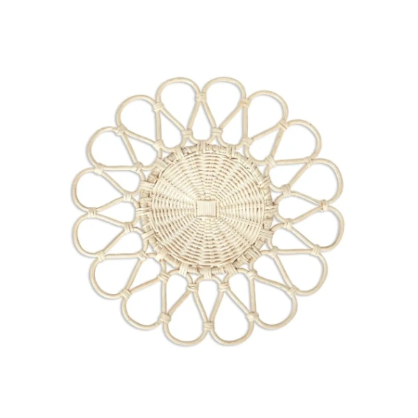 Boho White Wash Rattan Charger Plate